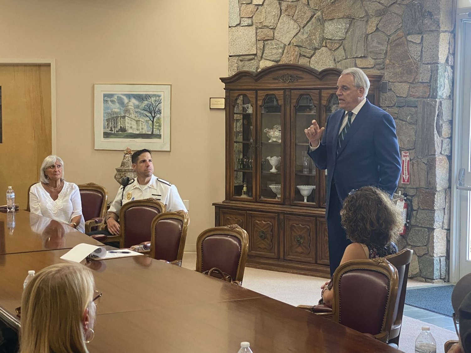 SPECIAL SESSION: Rhode Island Attorney General Peter Neronha addresses the unique District 2 Neighborhood Watch group at a recent meeting held inside the Johnston Senior Center Board Room.